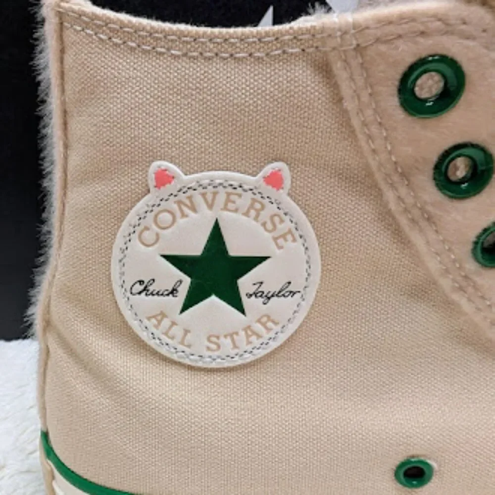 Converse CTAS Miso Glaze Alpaca Faux Fur Hi Top Sneakers + Bag Women's 9.5 NIB